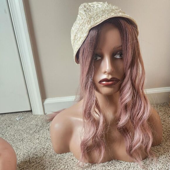 Vtg 50s 60s Iridescent Sequin Cloche Hat Cream Coiled Satin MCM main image 4